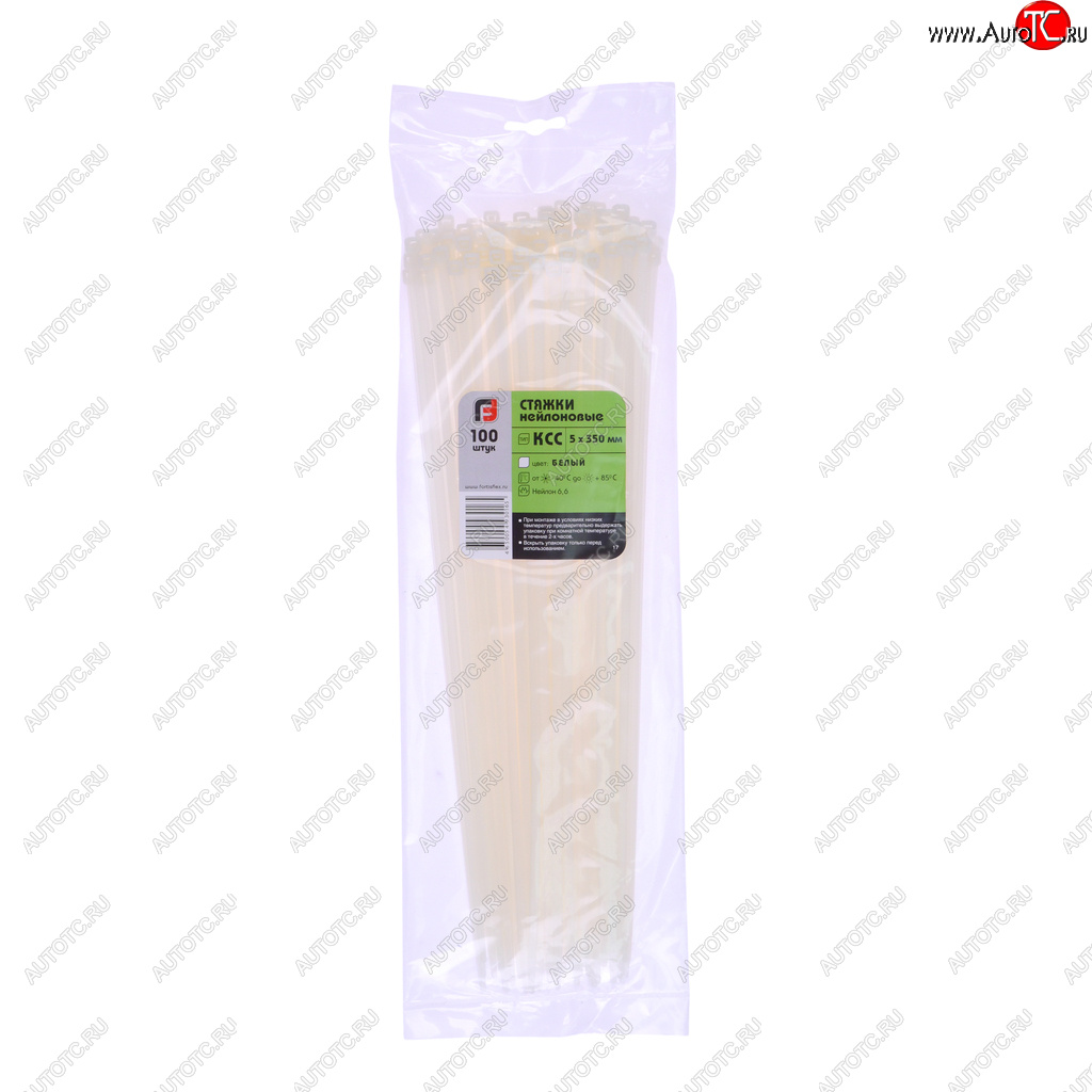 449 р. Хомут-стяжка 350х5.0 пластик белый (100шт.) FORTISFLEX FORTISFLEX 1005350  с доставкой в г. Майкоп