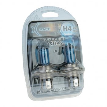 569 р. Лампа 12V H4 6055W P43t +30% 4000К блистер (2шт.) Super White XENITE XENITE 1007045  с доставкой в г. Майкоп. Увеличить фотографию 1