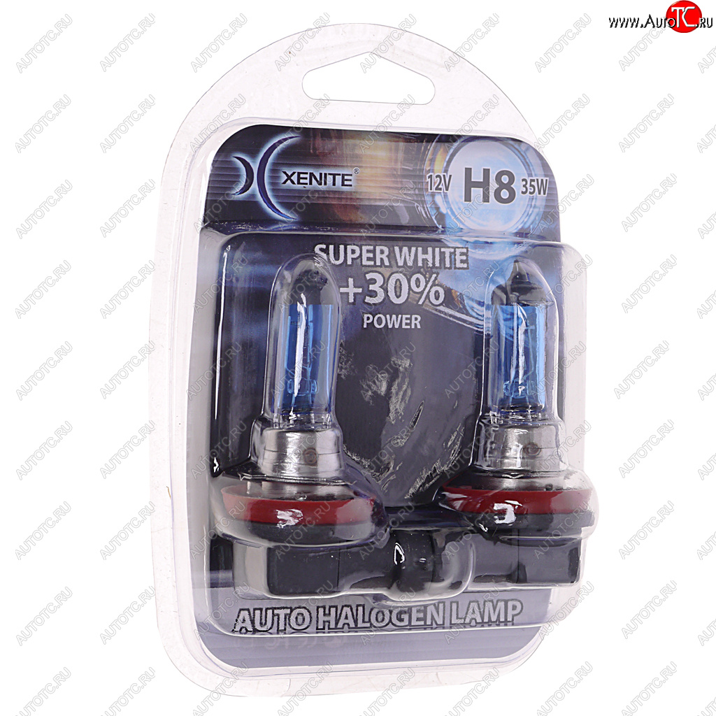 589 р. Лампа 12V H8 35W PGJ19-1 +30% 4000К блистер (2шт.) Super White XENITE XENITE 1007047  с доставкой в г. Майкоп
