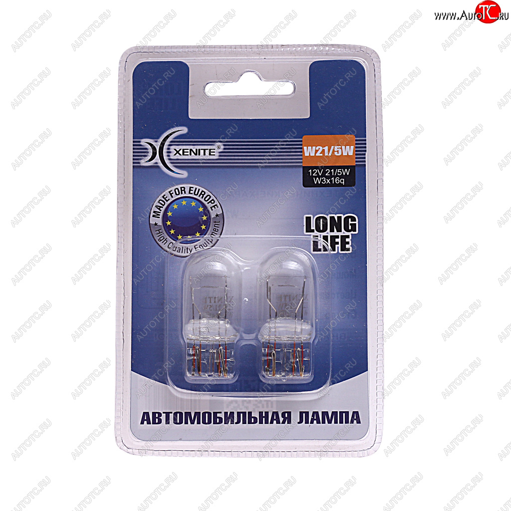 199 р. Лампа 12V W215W W3x16q 3200К блистер (2шт.) Long Life XENITE XENITE 1007114  с доставкой в г. Майкоп