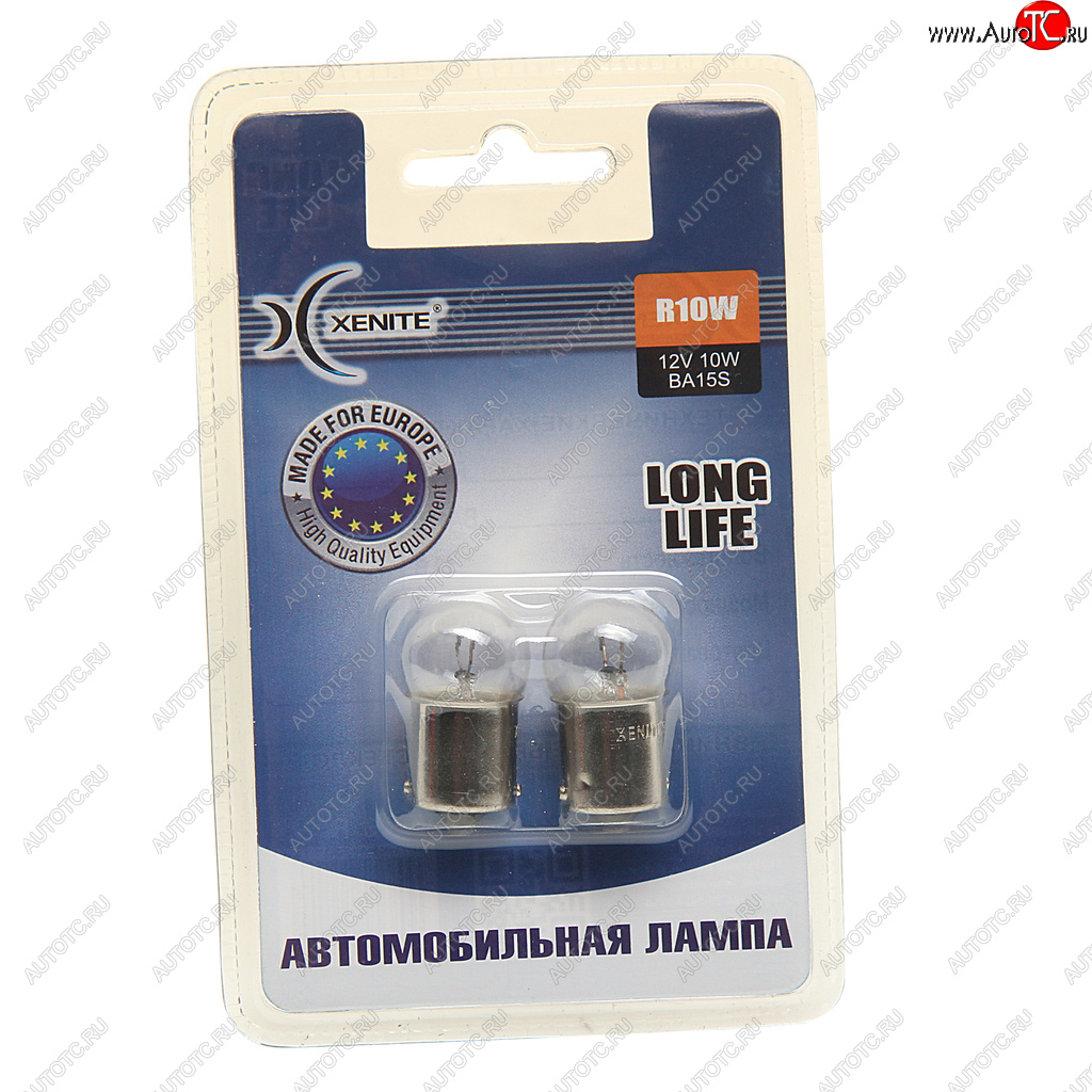 128 р. Лампа 12V R10W BA15s 3200К блистер (2шт.) Long Life XENITE XENITE 1007123  с доставкой в г. Майкоп
