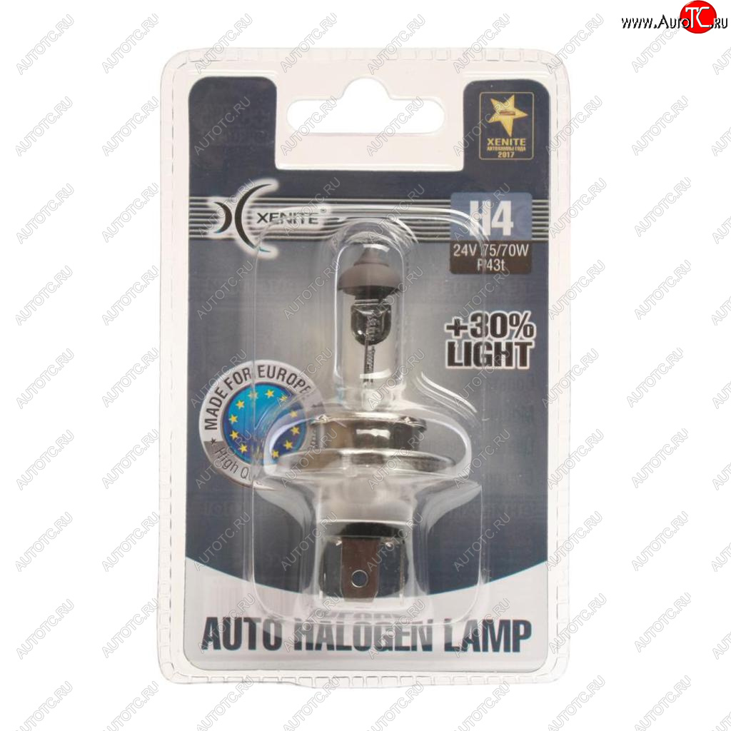 299 р. Лампа 24V H4 7570W P43t +30% 3200К блистер (1шт.) XENITE XENITE 1007136  с доставкой в г. Майкоп
