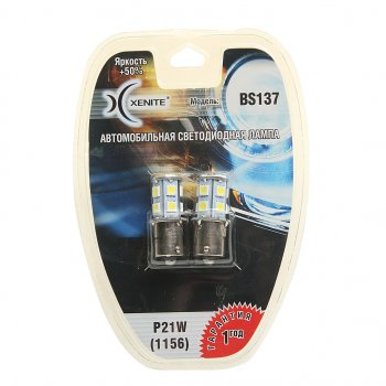 419 р. Лампа светодиодная 12V P21W 2.4W BA15S блистер (2шт.) XENITE XENITE 1009237  с доставкой в г. Майкоп. Увеличить фотографию 1