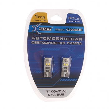 285 р. Лампа светодиодная 12V W5W T10W W2.1х9.5d бесцокольная блистер (2шт.) XENITE XENITE 1009316  с доставкой в г. Майкоп. Увеличить фотографию 1