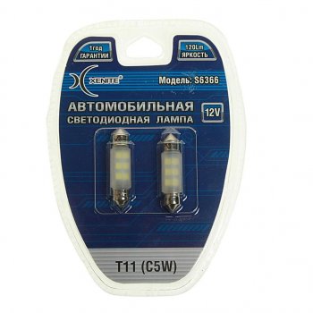 201 р. Лампа светодиодная 12V C5W 1.8W SV8.5-8 36мм двухцокольная белая блистер (2шт.) XENITE XENITE 1009323  с доставкой в г. Майкоп. Увеличить фотографию 1