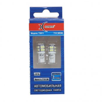 379 р. Лампа светодиодная 12V W5W T10 W2.1х9.5d 210Lm бесцокольная блистер (2шт.) XENITE XENITE 1009419  с доставкой в г. Майкоп. Увеличить фотографию 1