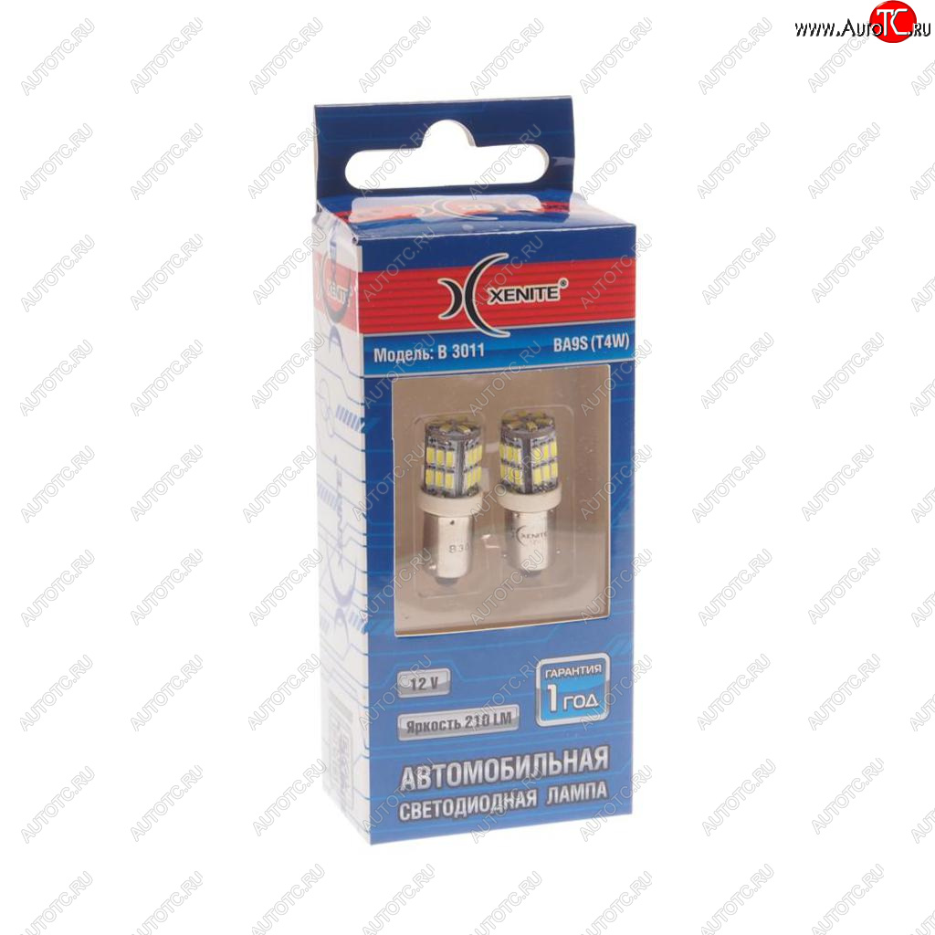 379 р. Лампа светодиодная 12V Т4W 0.5W BA9S белая блистер (2шт.) XENITE XENITE 1009544  с доставкой в г. Майкоп