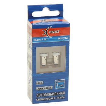 243 р. Лампа светодиодная 12V T4W BA9s 55Lm бокс (2шт.) XENITE XENITE 1009545  с доставкой в г. Майкоп. Увеличить фотографию 1