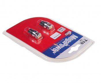 226 р. Лампа светодиодная 12V W5W T10 W2.1x9.5d 6000K 3 LED блистер (2шт.) MEGAPOWER MEGAPOWER-AUTOMOTIVE 10111w-2бл  с доставкой в г. Майкоп. Увеличить фотографию 2