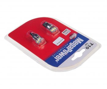 240 р. Лампа светодиодная 12V W5W T10 W2.1x9.5d 6000K 3 LED блистер (2шт.) MEGAPOWER MEGAPOWER-AUTOMOTIVE 10112w-2бл  с доставкой в г. Майкоп. Увеличить фотографию 2