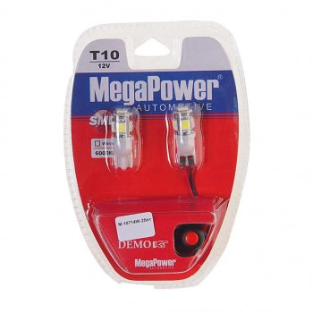 243 р. Лампа светодиодная 12V W5W T10 W2.1x9.5d 6000K 5 LED с тестером блистер (2шт.) MEGAPOWER MEGAPOWER-AUTOMOTIVE 10714w-2блт  с доставкой в г. Майкоп. Увеличить фотографию 1