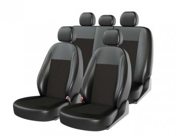 Универсальные чехлы сидений (майка, 11 предм., экокожа-жакард) Atom Jacquard Small CARFASHION Sokon Sokon (2008-2025) (черные)