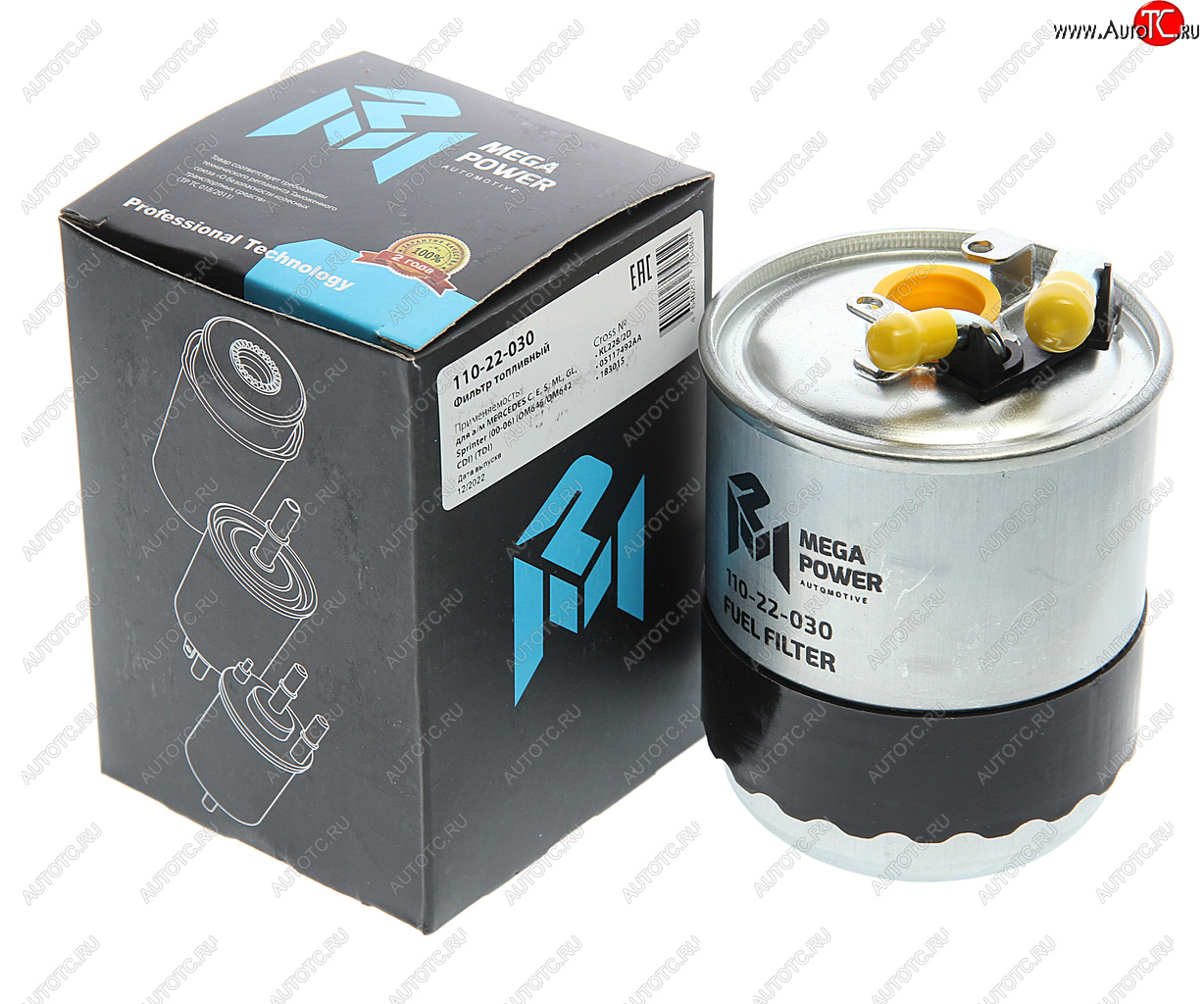 539 р. Фильтр топливный MERCEDES C,E,S,ML,GL,Sprinter (00-06) (OM646OM642 CDI) (TDI) MEGAPOWER MEGAPOWER 110-22-030  с доставкой в г. Майкоп