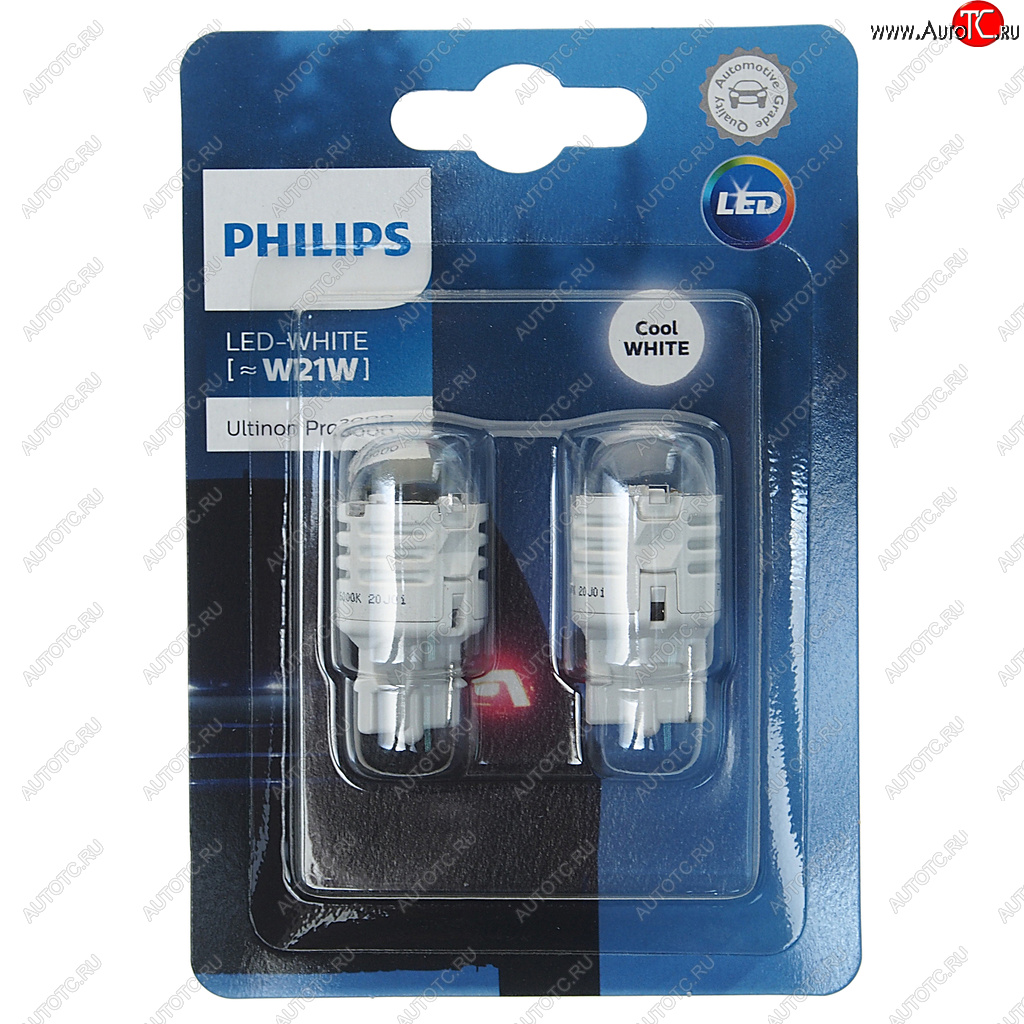 1 399 р. Лампа светодиодная 12V W21W W3x16d 6000K блистер (2шт.) LED White Ultinon Pro3000 PHILIPS PHILIPS 11065u30cw-2бл PHILIPS 11065u30cw-2бл  с доставкой в г. Майкоп