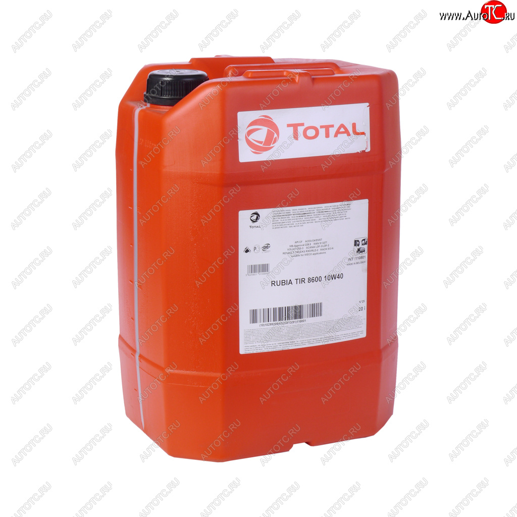 17 999 р. Масло дизельное RUBIA TIR 8600 10W40 п/синт.20л TOTAL TOTAL 110801 TOTAL 110801  с доставкой в г. Майкоп