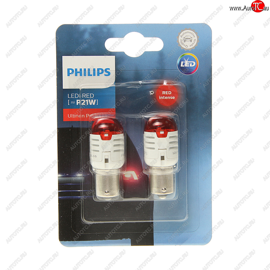 1 899 р. Лампа светодиодная 12V P21W BA15s блистер (2шт.) LED Red Ultinon Pro3000 PHILIPS PHILIPS 11498u30r-2бл  с доставкой в г. Майкоп
