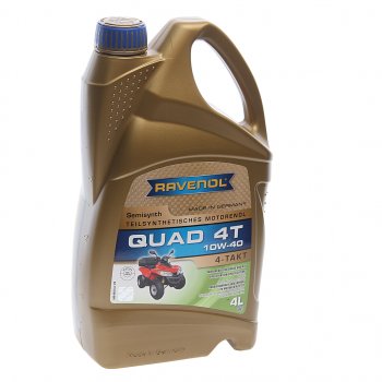 4 999 р. Масло моторное для 4-х тактных двигателей квадроциклов QUAD 4T 10W40 псинт.4л RAVENOL RAVENOL 1152160-004  с доставкой в г. Майкоп. Увеличить фотографию 1