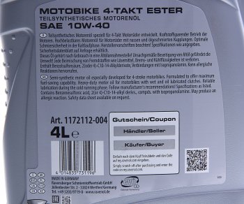 7 699 р. Масло моторное для 4-х тактных двигателей ESTER 4T 10W40 псинт.4л RAVENOL RAVENOL 1172112-004  с доставкой в г. Майкоп. Увеличить фотографию 2