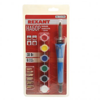 679 р. Паяльник 30Вт220В выжигатель по дереву (6 насадок,краски) REXANT REXANT 12-0186  с доставкой в г. Майкоп. Увеличить фотографию 1
