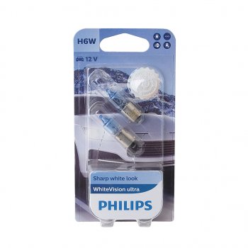 2 199 р. Лампа 12V H6W BAX9s блистер (2шт.) 3100K White Vision Ultra PHILIPS PHILIPS 12036wvu2бл  с доставкой в г. Майкоп. Увеличить фотографию 1