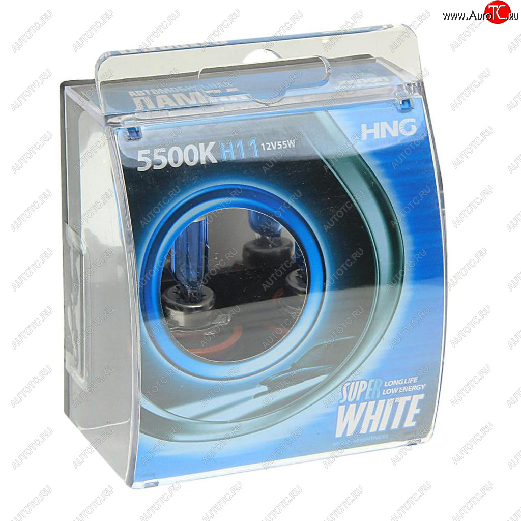 379 р. Лампа 12V H11 55W PGJ19-2 5500К бокс (2шт.) Super White HNG HNG 12115sw2  с доставкой в г. Майкоп