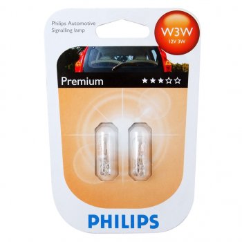 129 р. Лампа 12V W3W W2.1x9.5d блистер (2шт.) PHILIPS PHILIPS 12256b2  с доставкой в г. Майкоп. Увеличить фотографию 1