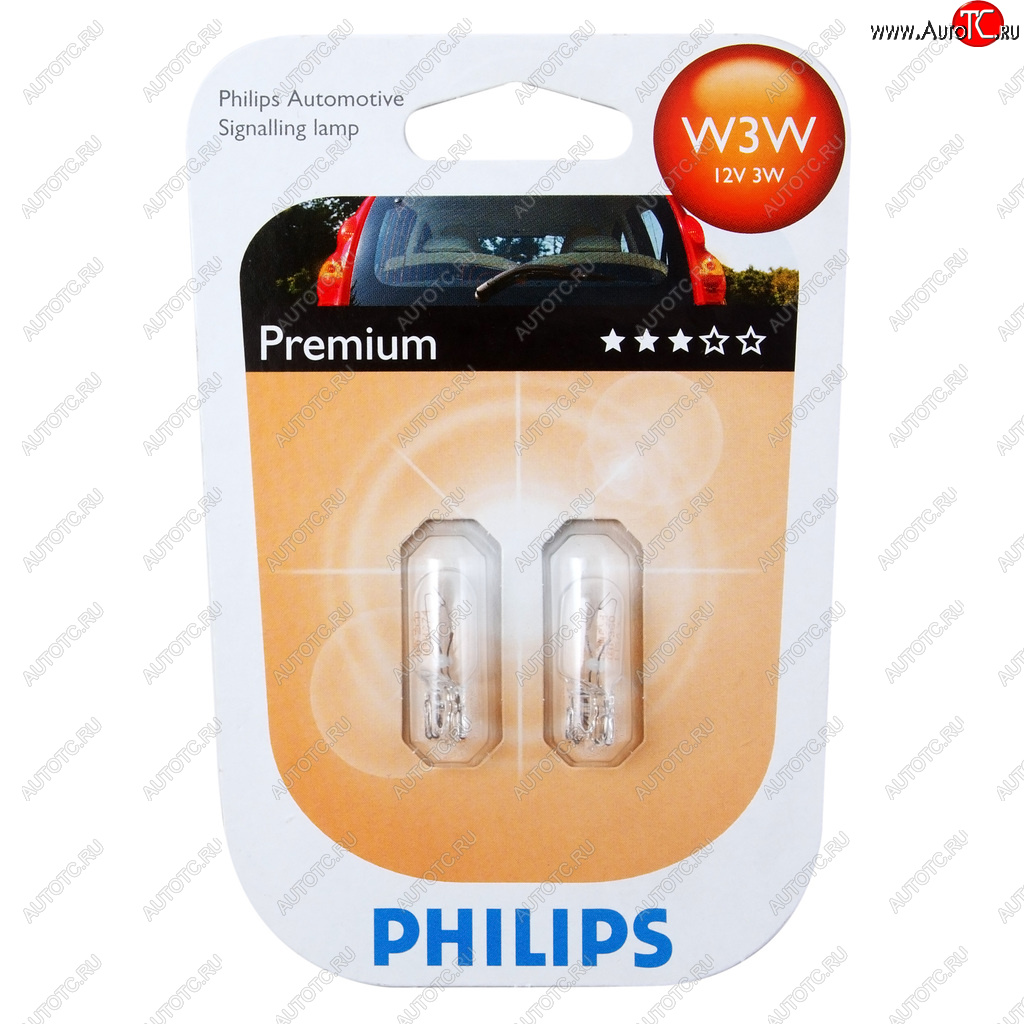 129 р. Лампа 12V W3W W2.1x9.5d блистер (2шт.) PHILIPS PHILIPS 12256b2  с доставкой в г. Майкоп