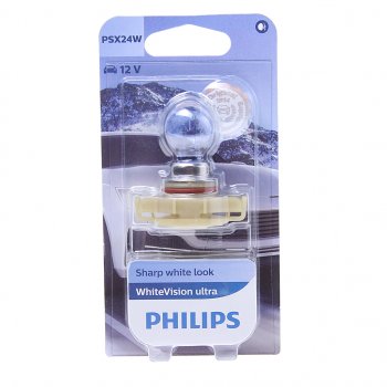 2 899 р. Лампа 12V PSX24W PG20-7 блистер (1шт.) 3300K White Vision Ultra PHILIPS PHILIPS 12276wvuбл  с доставкой в г. Майкоп. Увеличить фотографию 1