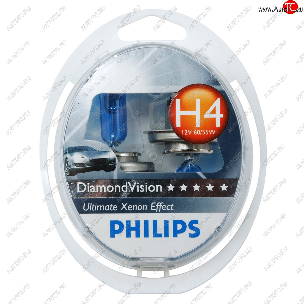 2 599 р. Лампа 12V H4 6055W P43t 5000K бокс (2шт.) Diamond Vision PHILIPS PHILIPS 12342dvs2  с доставкой в г. Майкоп