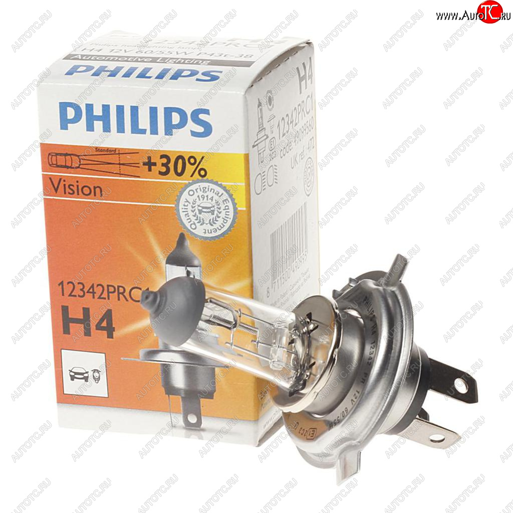 319 р. Лампа 12V H4 6055W P43t +30% Premium PHILIPS PHILIPS 12342prc1  с доставкой в г. Майкоп