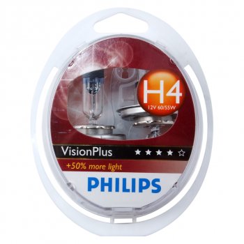 1 399 р. Лампа 12V H4 6055W P43t +60% бокс (2шт.) Visionplus PHILIPS PHILIPS 12342vps2  с доставкой в г. Майкоп. Увеличить фотографию 1