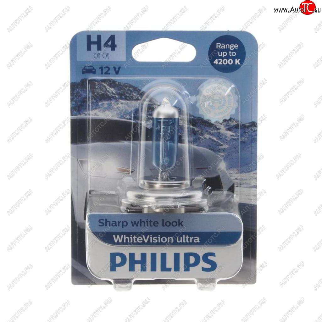 1 259 р. Лампа 12V H4 6055W P43t-38 4200K блистер (1шт.) White Vision Ultra PHILIPS PHILIPS 12342wvuбл  с доставкой в г. Майкоп
