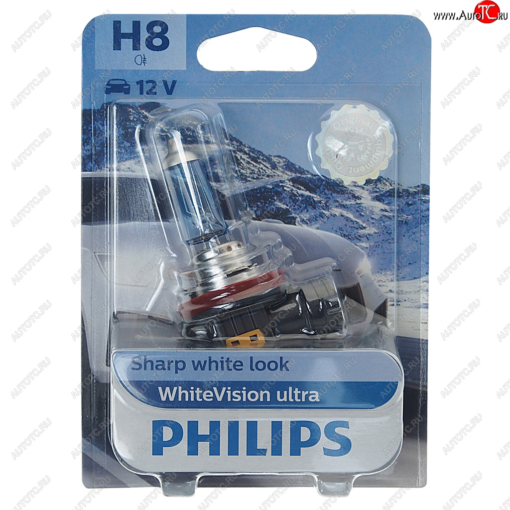 2 989 р. Лампа 12V H8 35W PGJ19-1 блистер (1шт.) White Vision Ultra PHILIPS PHILIPS 12360wvuбл  с доставкой в г. Майкоп