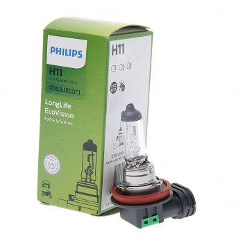 1 079 р. Лампа 12V H11 55W PGJ19-2 Long Life Eco Vision PHILIPS PHILIPS 12362llecoc1  с доставкой в г. Майкоп. Увеличить фотографию 1