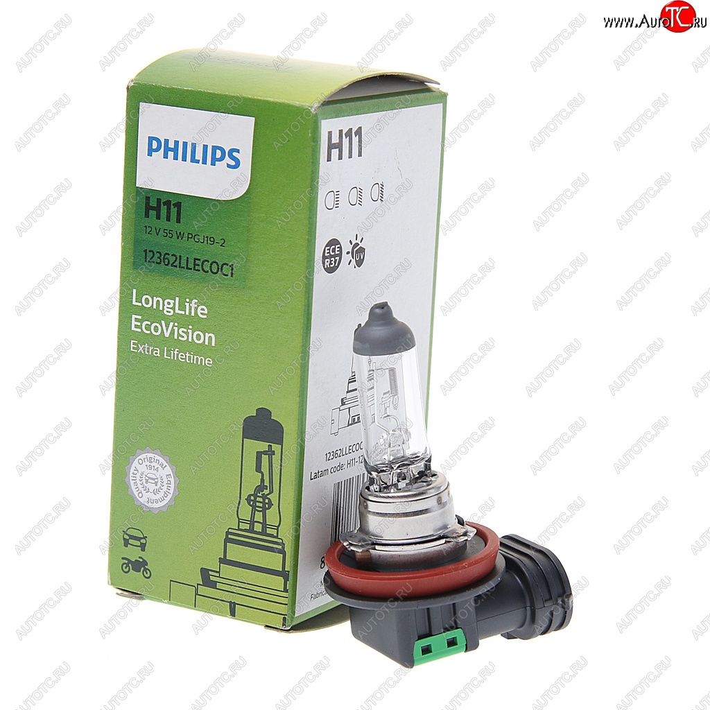 1 079 р. Лампа 12V H11 55W PGJ19-2 Long Life Eco Vision PHILIPS PHILIPS 12362llecoc1  с доставкой в г. Майкоп