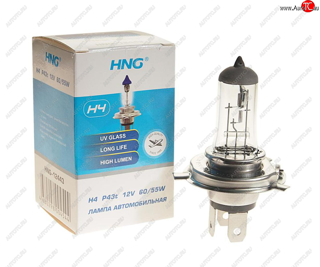 162 р. Лампа 12V H4 6055W P43t-38 Long Life HNG HNG 12443  с доставкой в г. Майкоп
