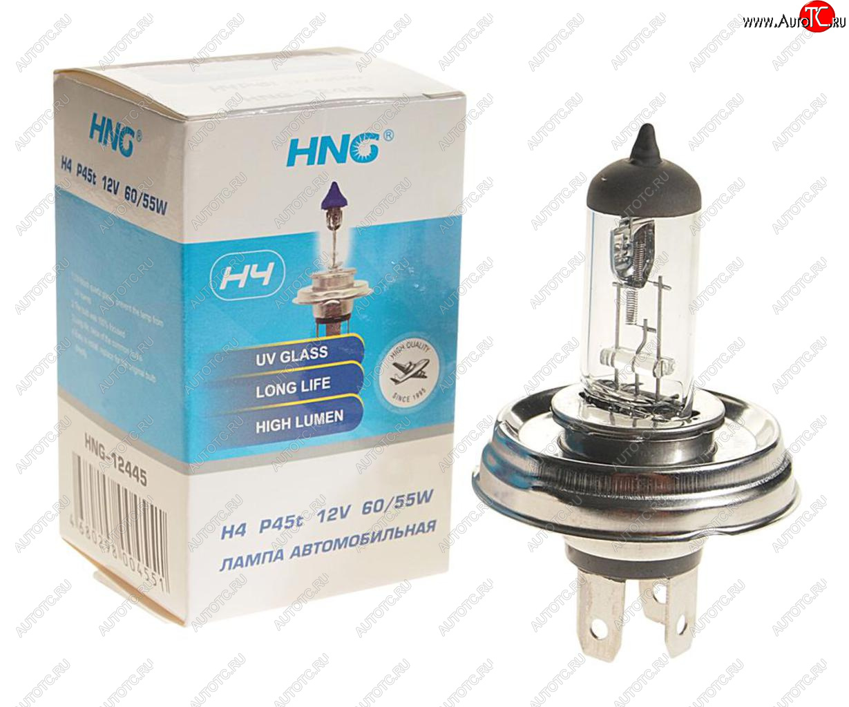 167 р. Лампа 12V H4 6055W P45t Long Life HNG HNG 12445  с доставкой в г. Майкоп