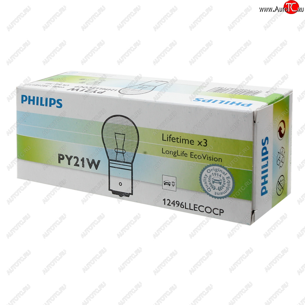 172 р. Лампа 12V PY21W BAU15s желтая Yellow Long Life Eco Vision PHILIPS PHILIPS 12496llecocp  с доставкой в г. Майкоп