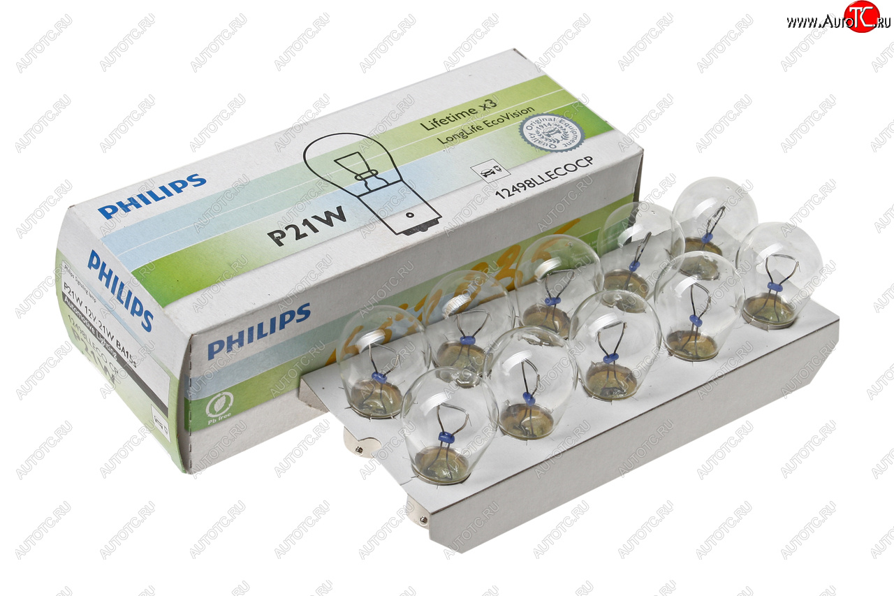 117 р. Лампа 12V P21W BA15s Long Life Eco Vision PHILIPS PHILIPS 12498llecocp  с доставкой в г. Майкоп