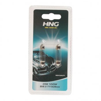 48 р. Лампа 12V C5W SV8.5-8 39мм блистер (2шт.) Long Life HNG HNG 12539-2бл  с доставкой в г. Майкоп. Увеличить фотографию 1