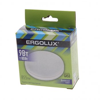 99 р. Лампа светодиодная GX53 9W(80W) 220V дневной свет ERGOLUX ERGOLUX 14309  с доставкой в г. Майкоп. Увеличить фотографию 3