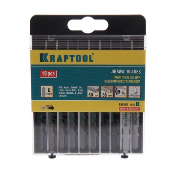 899 р. Пилка для лобзика набор 10шт. универсальные KRAFTOOL KRAFTOOL 159590-h10  с доставкой в г. Майкоп. Увеличить фотографию 1