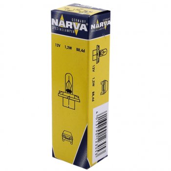 69 р. Лампа 12V 1.2W B8.4d голубой патрон Plastic Base NARVA NARVA 170273000  с доставкой в г. Майкоп. Увеличить фотографию 1