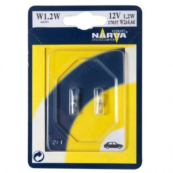 59 р. Лампа 12V W1.2W W2x4.6d блистер (2шт.) NARVA NARVA 170374000  с доставкой в г. Майкоп. Увеличить фотографию 1