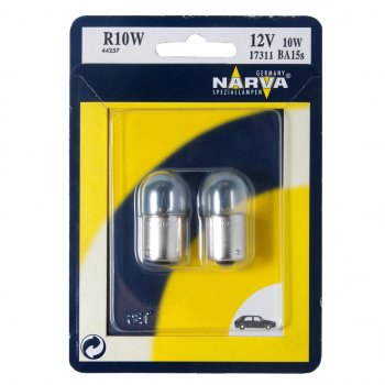 121 р. Лампа 12V R10W BA15s блистер (2шт.) NARVA NARVA 173114000  с доставкой в г. Майкоп. Увеличить фотографию 1