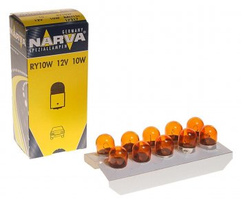 131 р. Лампа 12V RY10W BAU15s желтая Yellow NARVA NARVA 173173000  с доставкой в г. Майкоп. Увеличить фотографию 1