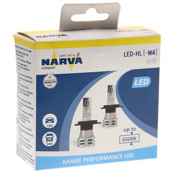 4 899 р. Лампа светодиодная 12V24V H4 24W P43t-38 6500K бокс (2шт.) Range Perfomance LED NARVA NARVA 180323000  с доставкой в г. Майкоп. Увеличить фотографию 3