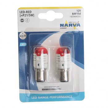 1 179 р. Лампа светодиодная 12V P215W 0.8W1.75W BAY15d блистер (2шт.) Red Range Performance LED NARVA NARVA 180964000  с доставкой в г. Майкоп. Увеличить фотографию 1