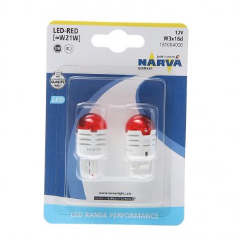 1 089 р. Лампа светодиодная 12V W21W 1.75W W3x16d блистер (2шт.) Red Range Perfomance LED NARVA NARVA 181004000  с доставкой в г. Майкоп. Увеличить фотографию 1