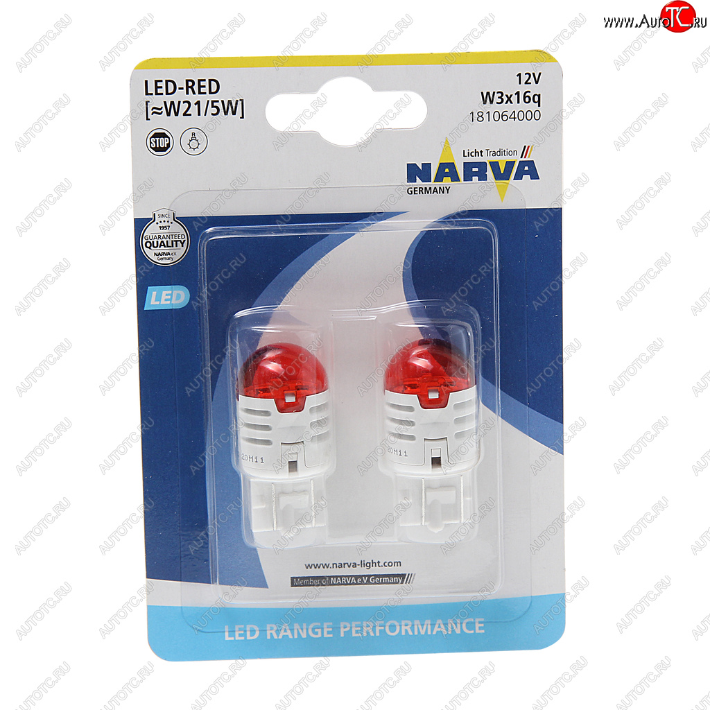 1 089 р. Лампа светодиодная 12V W215W 0.8W1.75W W3x16q блистер (2шт.) Red Range Perfomance LED NARVA NARVA 181064000  с доставкой в г. Майкоп